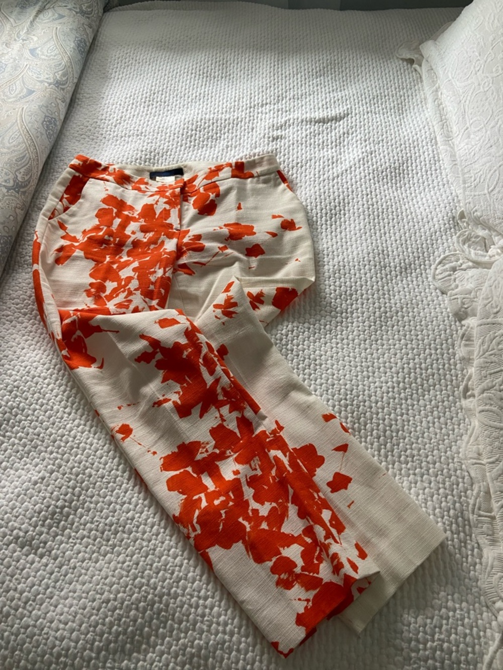 Ralph Lauren Blue Label Cream and Orange Cropped Pants